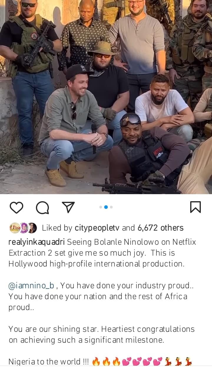 Yinka Quadri expresses pride in Bolanle Ninalowo as he features in Blockbuster Hollywood movie