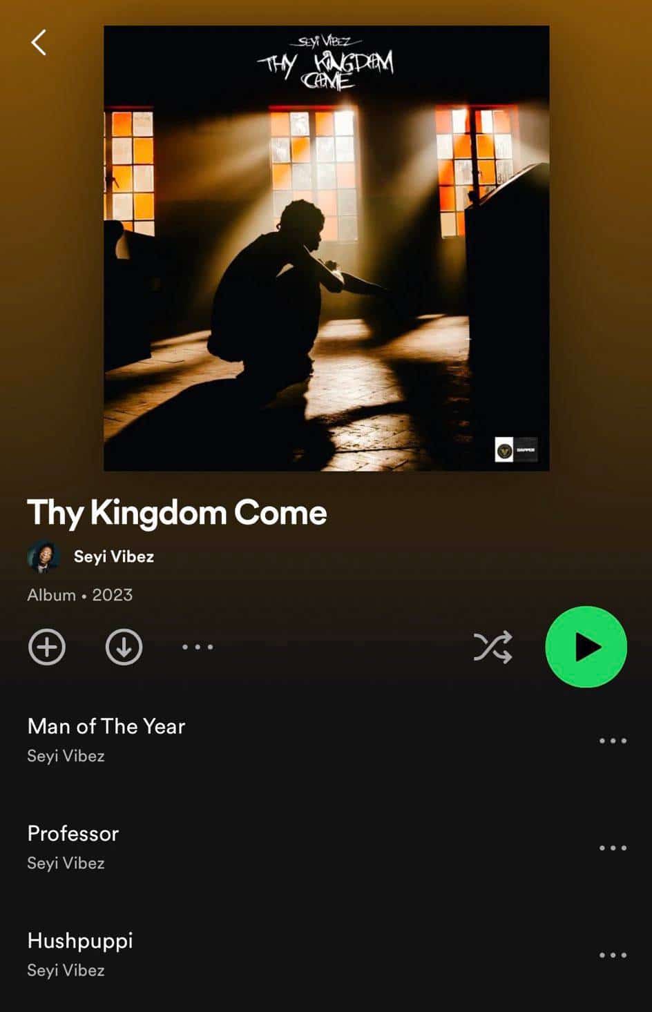 Seyi vibez thy kingdom come album