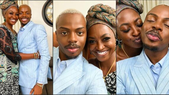 Enioluwa gushes as he strikes a pose with Kate Henshaw