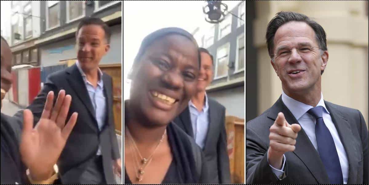 Lady causes stir as she walks Minister of Netherlands (Video)