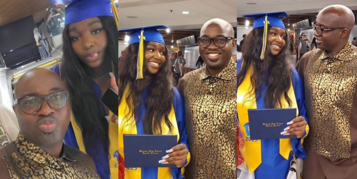 Kazim Adeoti celebrates daughter as she graduates from High school.