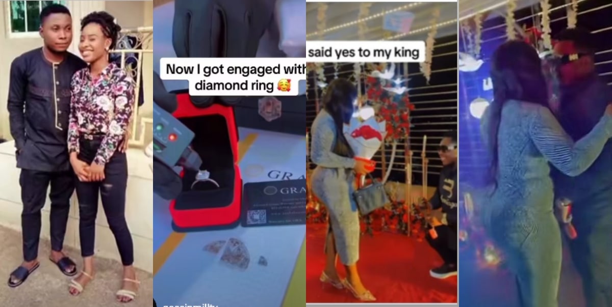 "A love worth waiting for" - Man surprises girlfriend with diamond ring after 6 years of hustling together (Video)