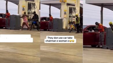 Man in utter disbelief as his babe leaves him on okada, hops into another guy’s car at filling station