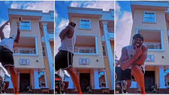 Paul Okoye shocks fans with unbelievable basketball shot