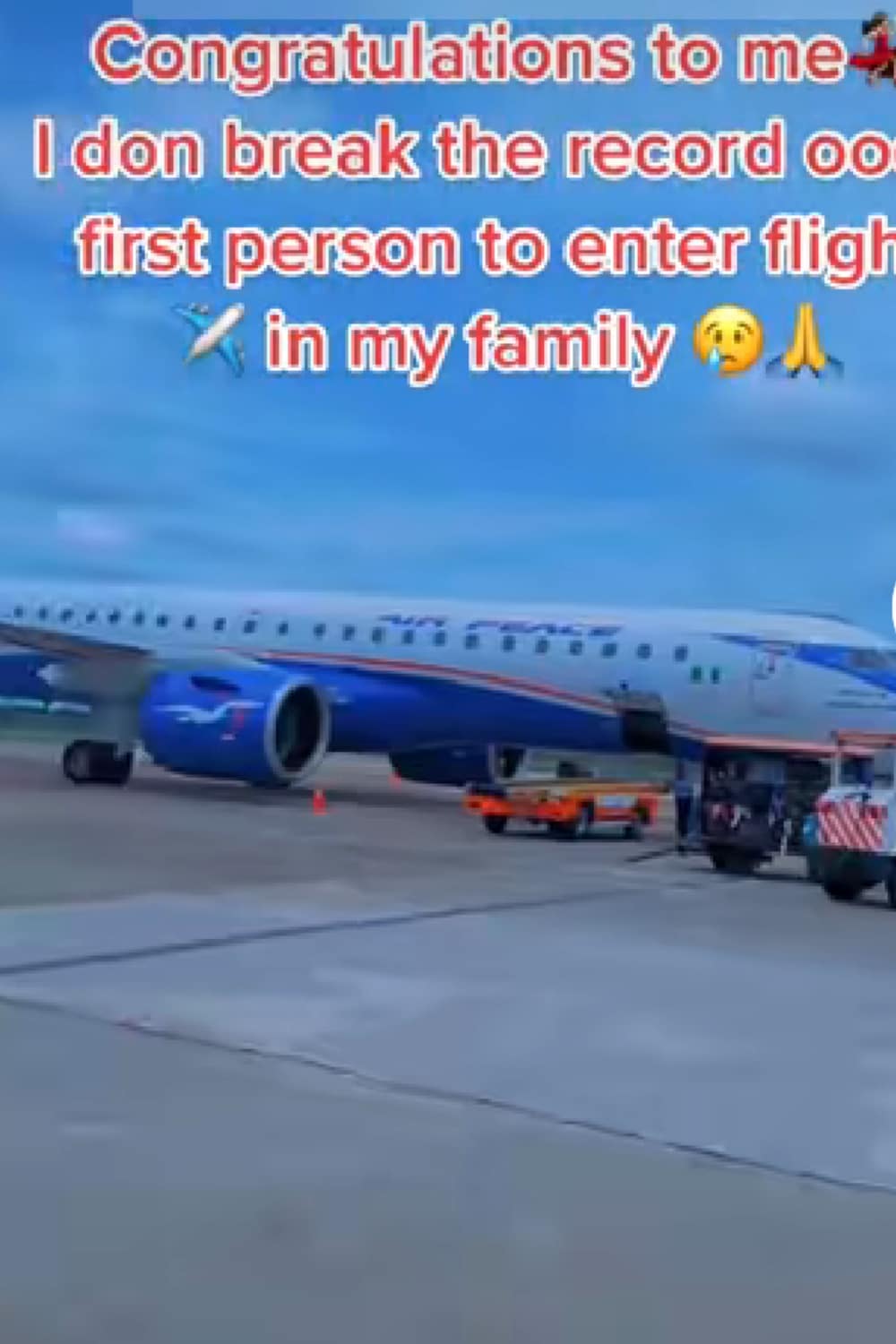 "I broke the record" - Lady celebrates becoming the first person in her family to fly in an airplane