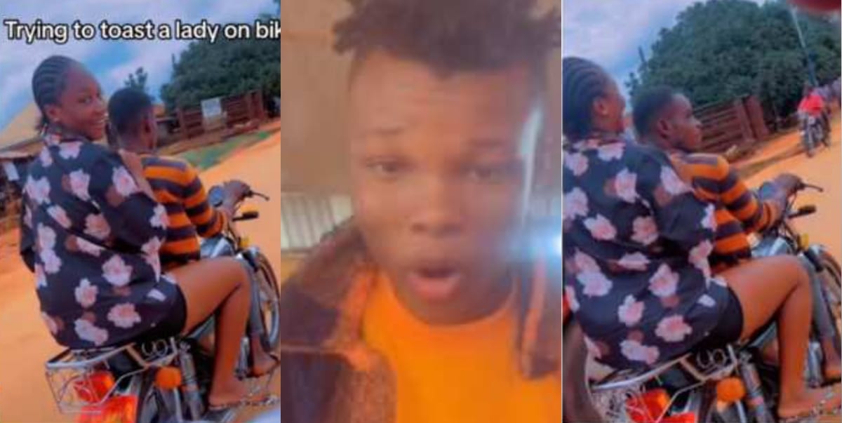 "I get doings, forget say I dey on bike"- Nigerian man toasts fine lady on another bike (video)