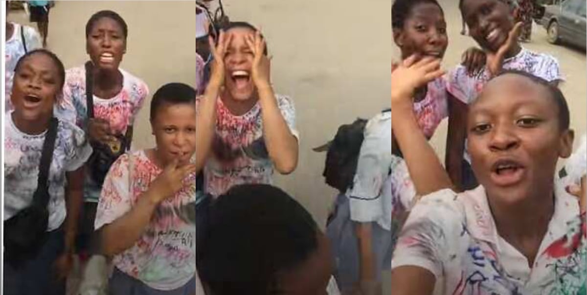 "Una never even start university" - Secondary school girls cause commotion on the road after writing last exams (Video)