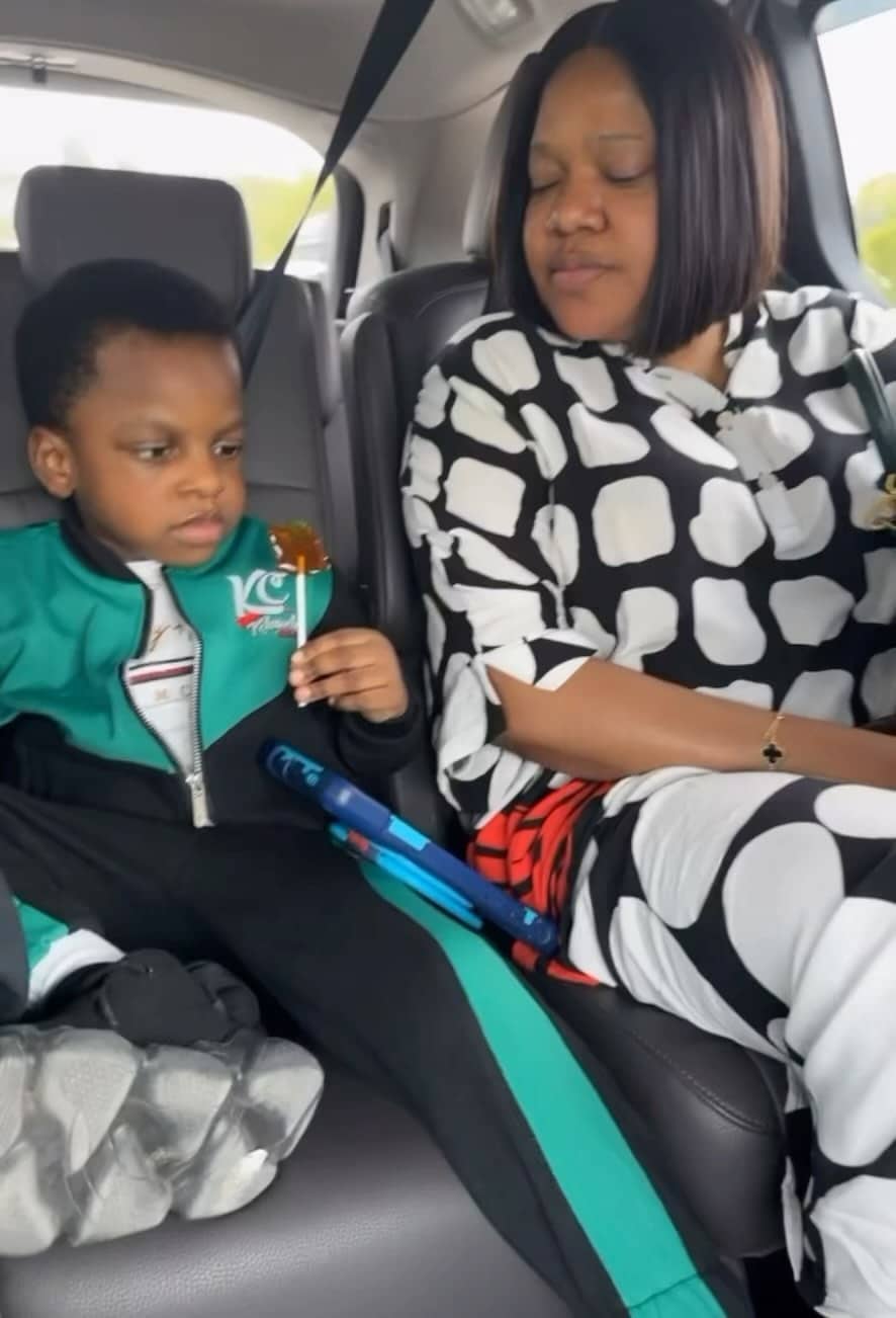 Mercy Aigbe, others react as Toyin Abraham and son fight over lollipop (Video)