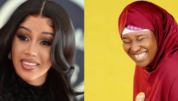 Aisha Yesufu reacts as Cardi B throws Mic at fan during concert