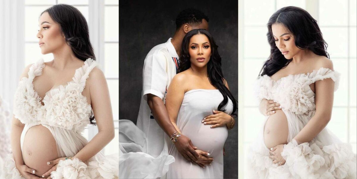 "Why's he hiding his face?" – Reactions as Maria Chike and her lover strike a pose in stunning pregnancy shots