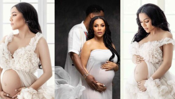 "Why's he hiding his face?" – Reactions as Maria Chike and her lover strike a pose in stunning pregnancy shots
