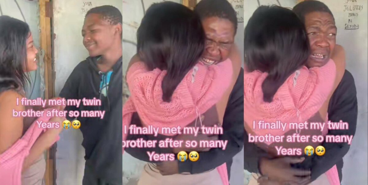 Emotional moment twins reconnect many years after they got separated
