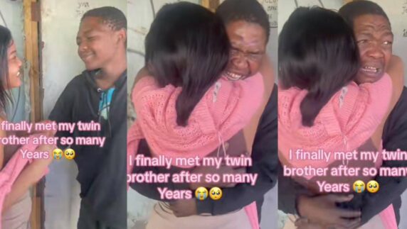 Emotional moment twins reconnect many years after they got separated