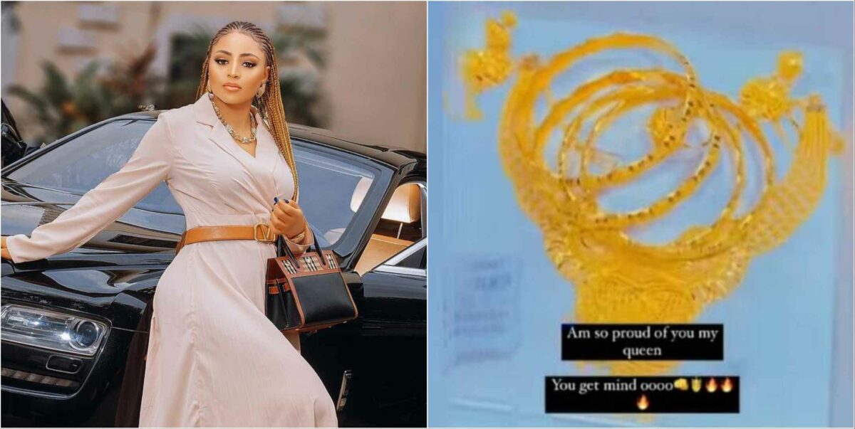 Regina Daniels shows off her new 10 million gold jewelry (Video)