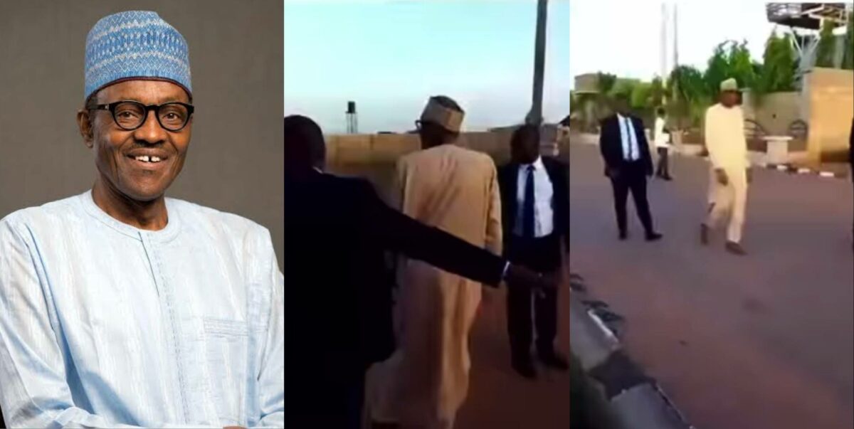 Residents awestruck as ex-president Buhari takes casual stroll through street of Daura