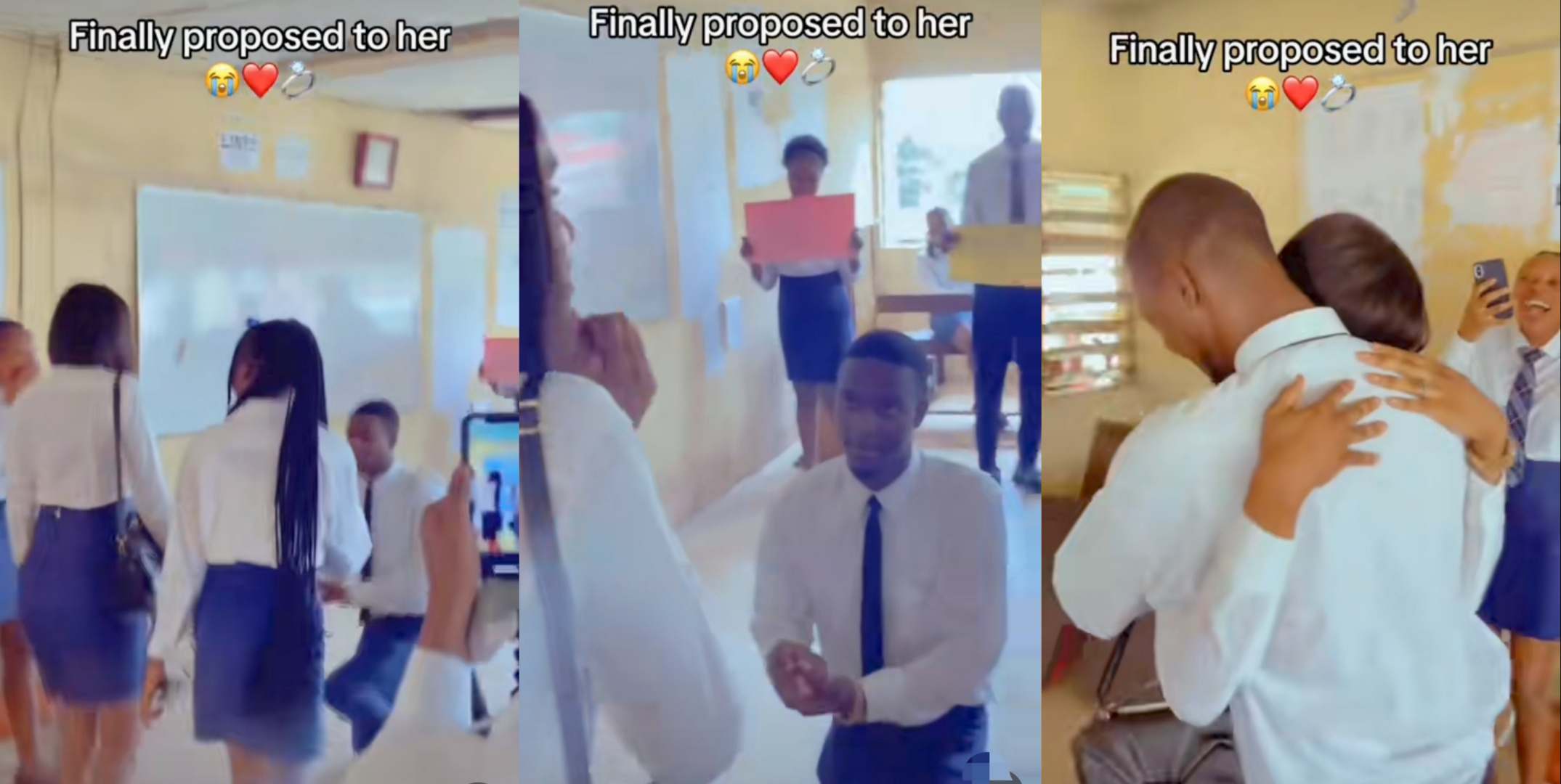 Picture of Romantic moment university student purposes to girlfriend (Video)