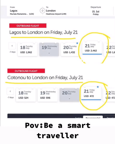 Lagos to UK N1.9m, Cotonou to London 5 times cheaper - Nigerian lady reveals huge price difference in flight costs (Video)