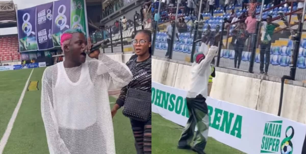 Portable's wahala-filled act leaves football fans mesmerized as he performed at Naija Super 8 Tournament (Video)