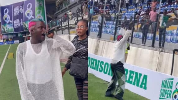 Portable's wahala-filled act leaves football fans mesmerized as he performed at Naija Super 8 Tournament (Video)