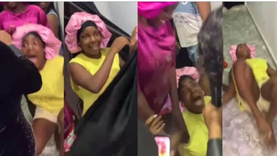 Lady rolls on floor as her favorite gospel singer, shows up on her birthday despite being heavily pregnant (Video)