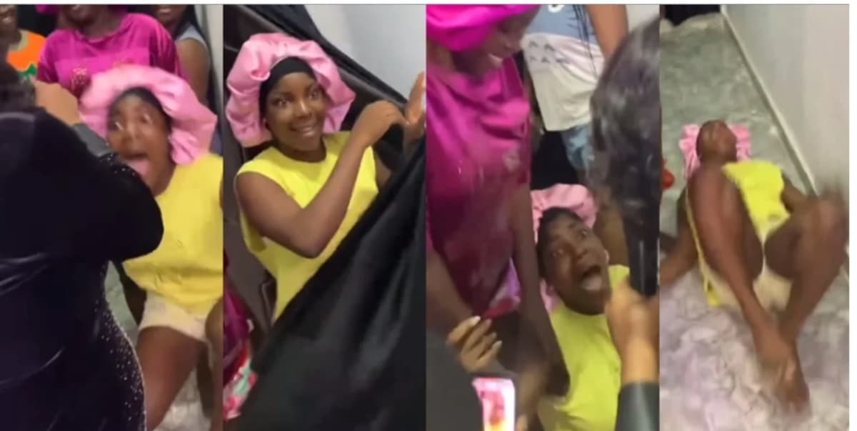 Lady rolls on floor as her favorite gospel singer, shows up on her birthday despite being heavily pregnant (Video)