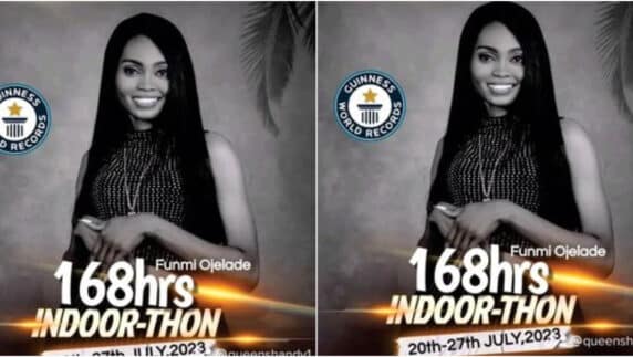 168 hours Indoor-Thon: Ogun lady set to break a record for longest time being indoors without her phone