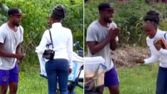 Man dresses like ice cream seller to toast women on the road, gifts lady N100K