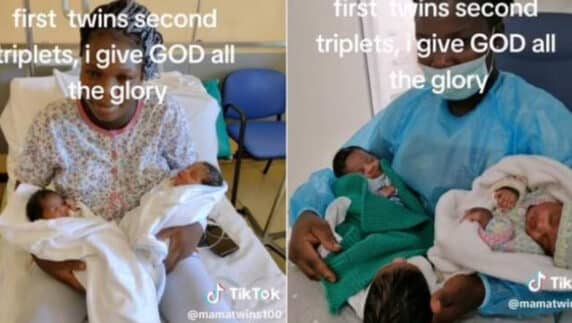 Nigerian woman celebrates abundant blessings as she welcomes triplets after being blessed with twins (Video)