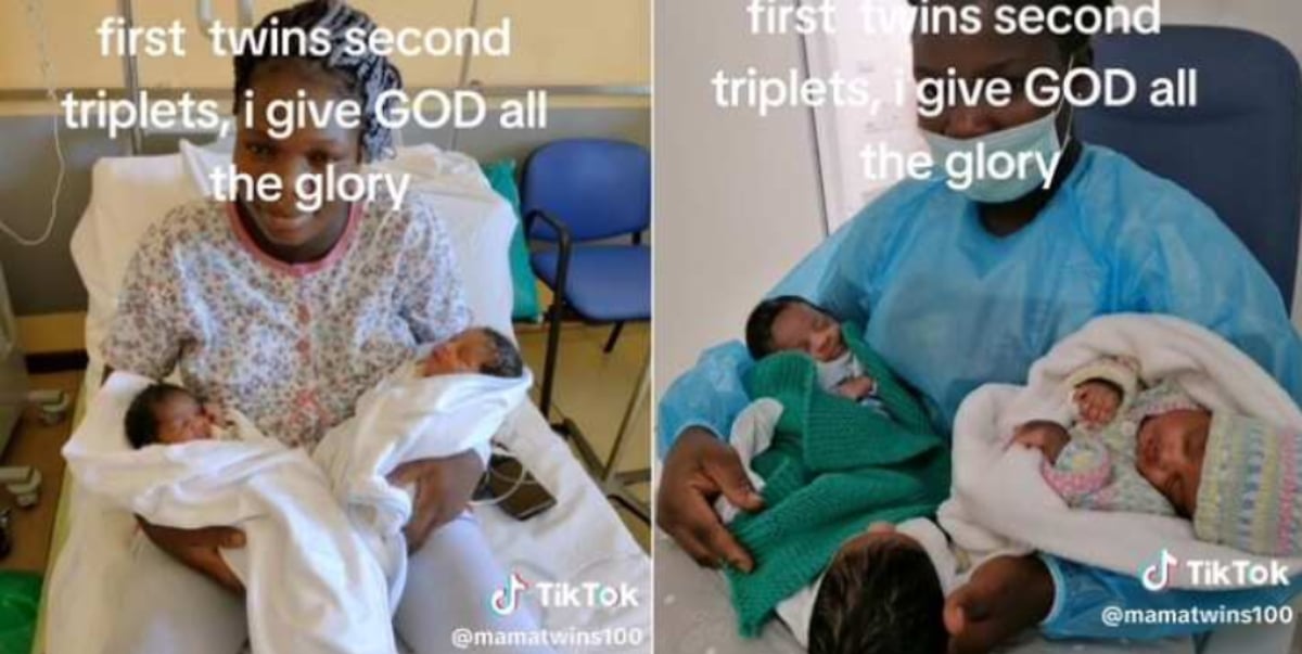 Nigerian woman celebrates abundant blessings as she welcomes triplets after being blessed with twins (Video)