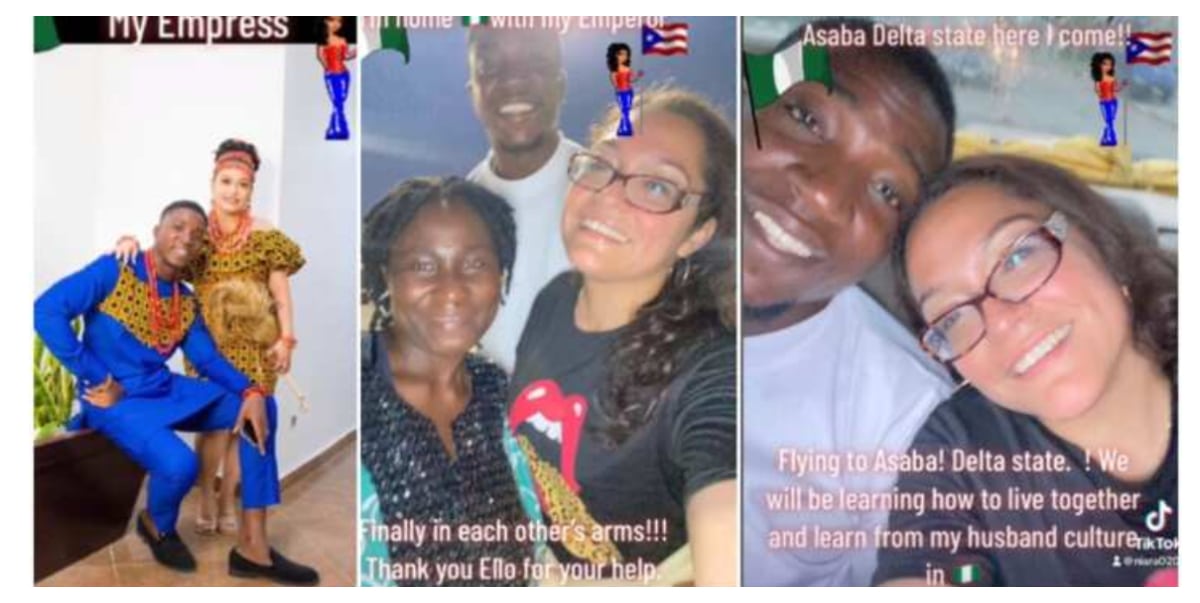 Oyinbo mum flies to Nigeria to meet young man she fell in love with