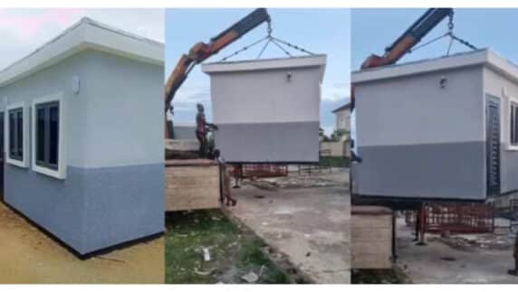 "Only land is needed" - Nigerian man unveils house that can be lifted and relocated anywhere (Video)