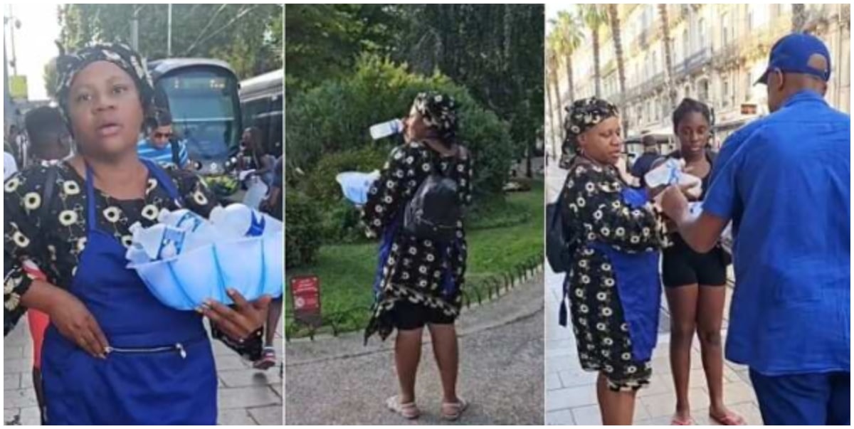 "Nigerian woman causes a stir hawking water in Europe after relocating abroad