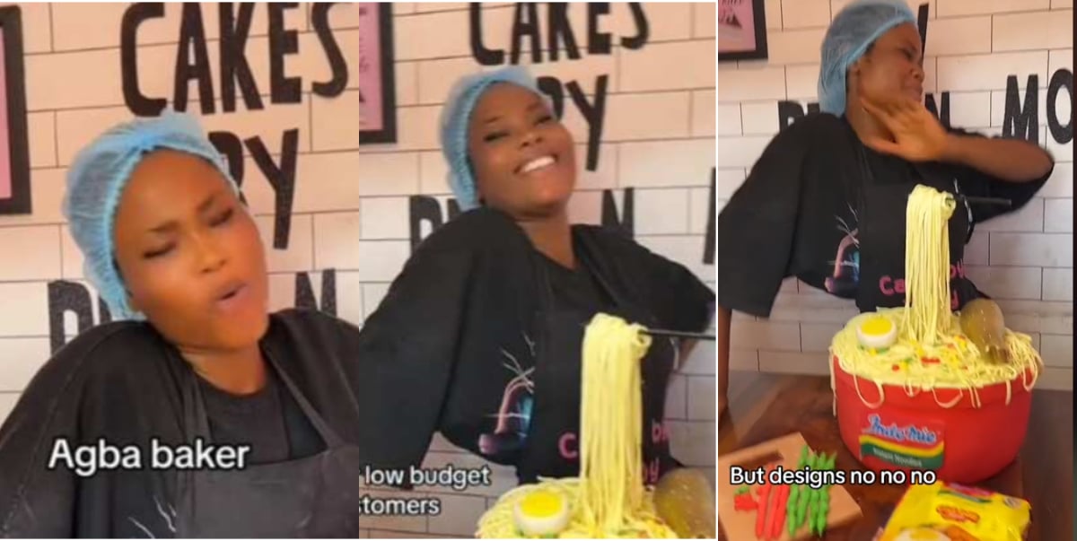 Talented Nigerian lady creates jaw-dropping indomie-like cake
