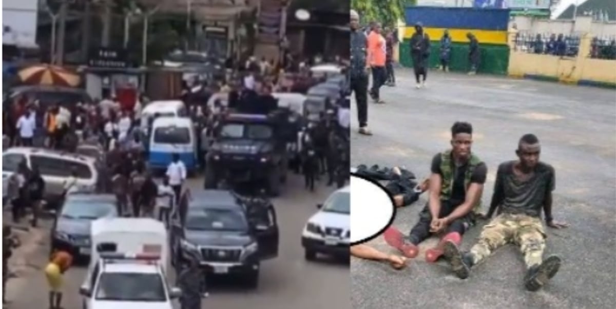 Imo residents hail Nigerian police for swiftly intercepting robbers attacking jewelry shop (Video)