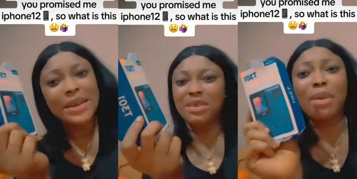 Lady man iPhone button phone