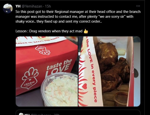 Man fumes over quality of food delivered to him, restaurant reacts