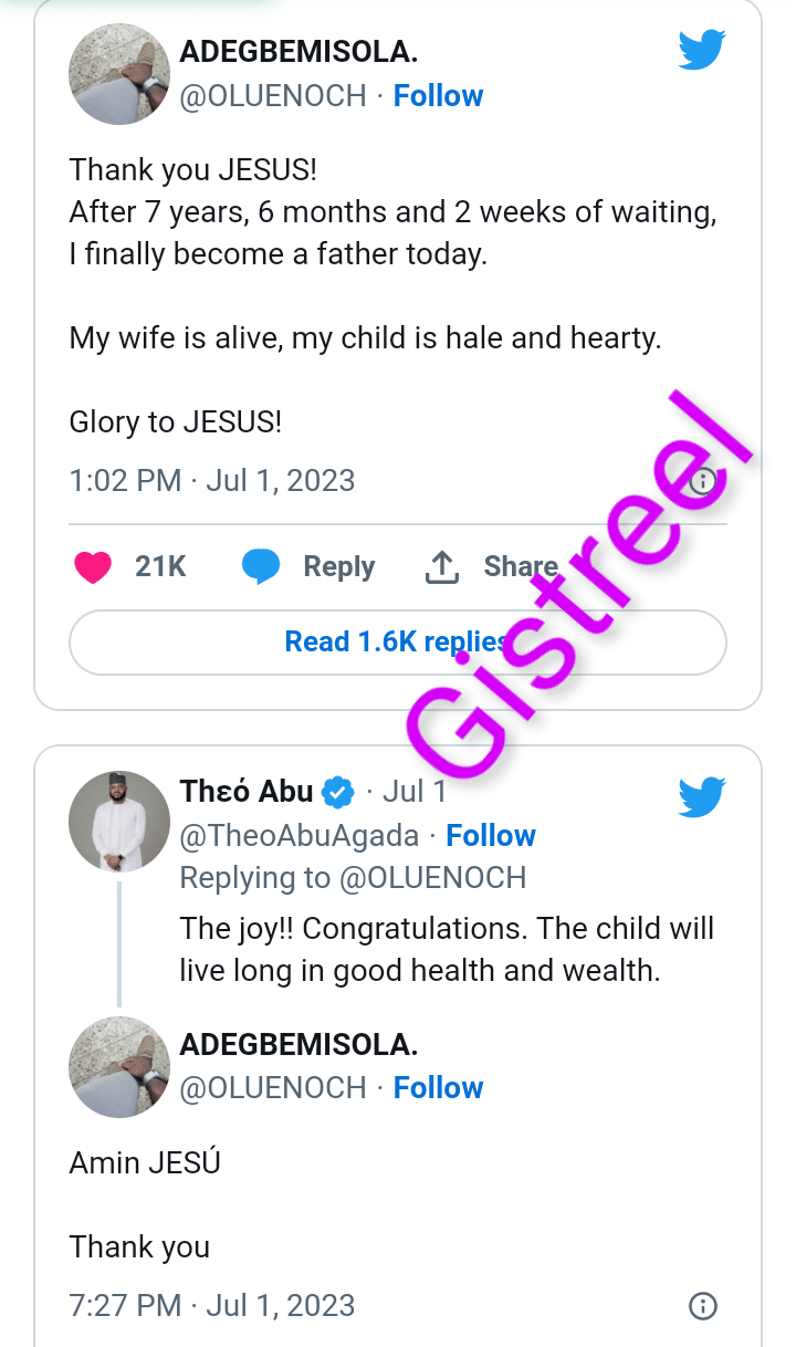 "My Wife is Alive, My Child is Hale and Hearty - Man Overjoyed as Wife Gives Birth After Nearly 8 Years of Waiting