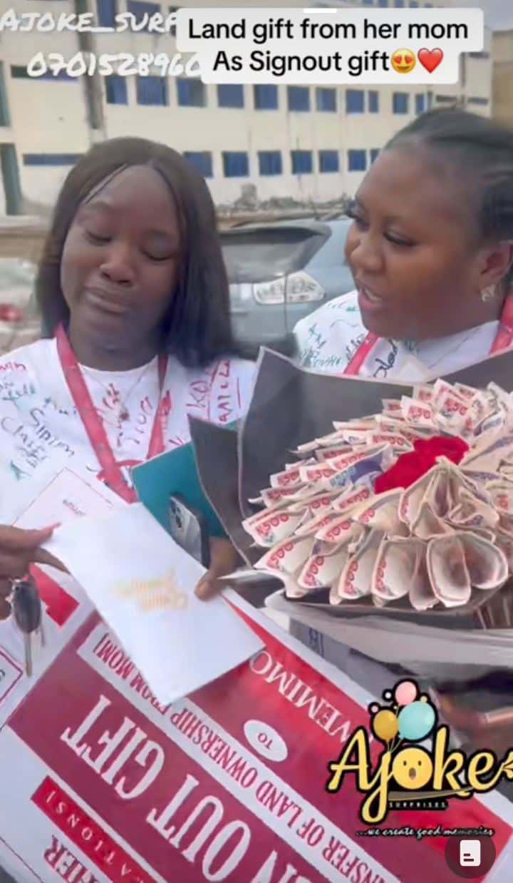 Lady emotional as mom gives her land as sign out gift