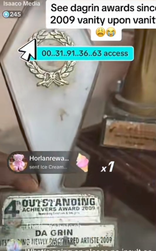 "Vanity upon vanity" – Man says as he shows off late Da Grin's deteriorating award plaques