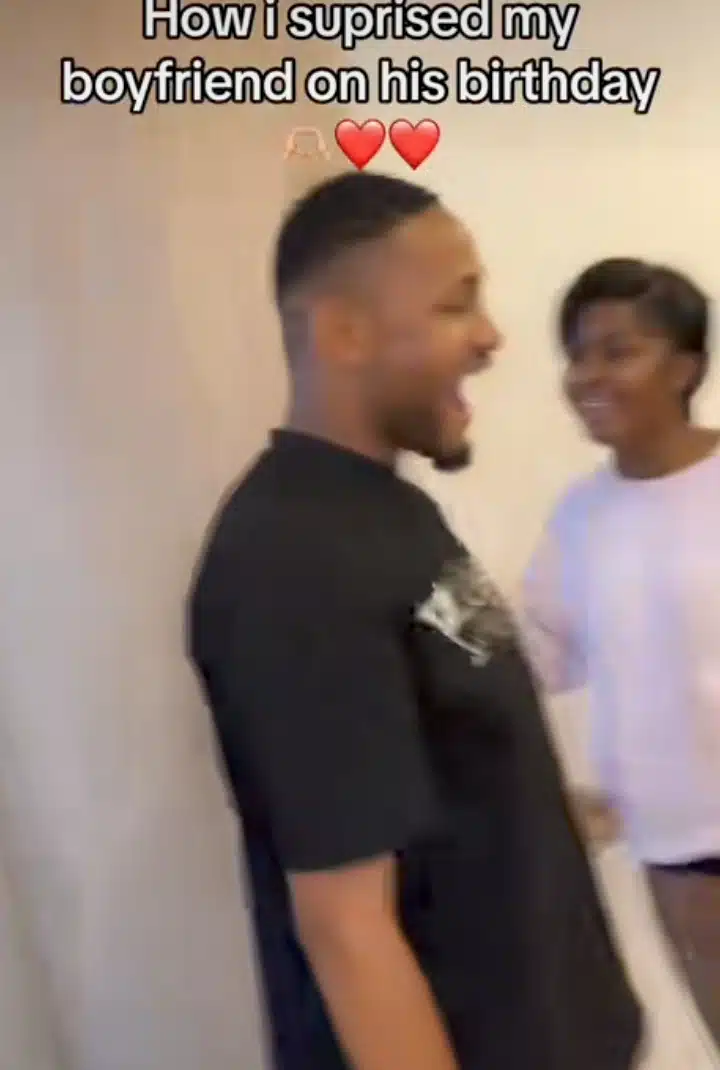 Lady surprises boyfriend on birthday 