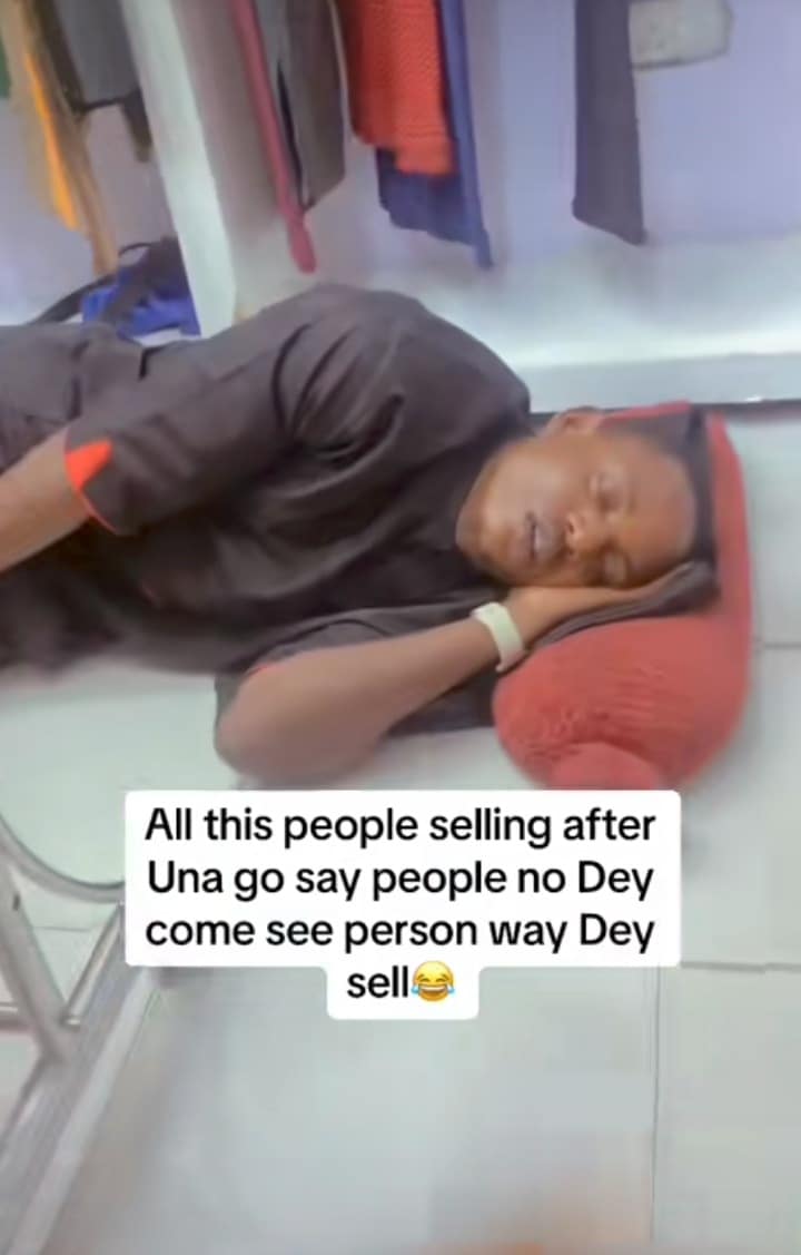 Lady boutique seller sleeping