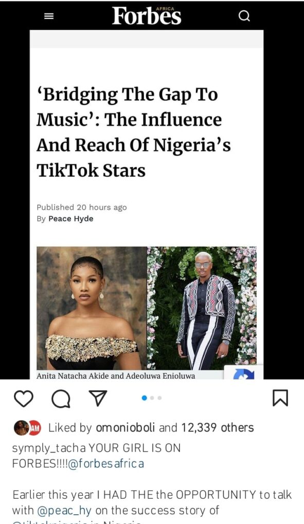 Tacha overjoyed as she's recognized by Forbes