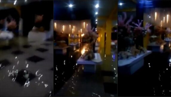 Heartbreak as flood takes over reception on wedding day in Warri (Video)