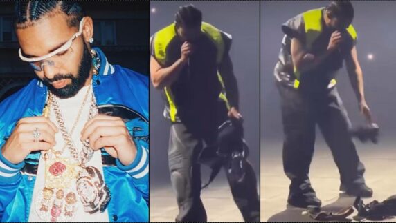 Drake bombarded with bras on stage, begs for mercy (Video)