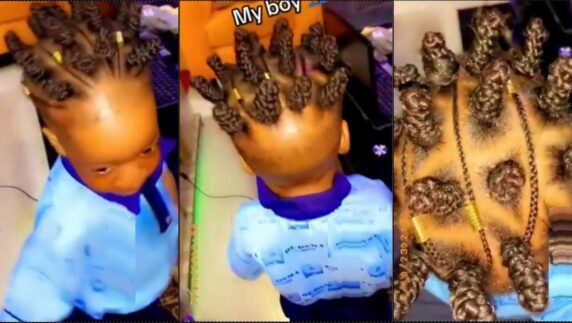 Outrage as parent plaits son's hair (Video)