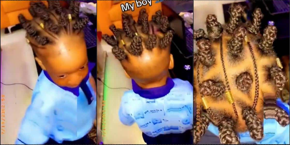 Outrage as parent plaits son's hair (Video)