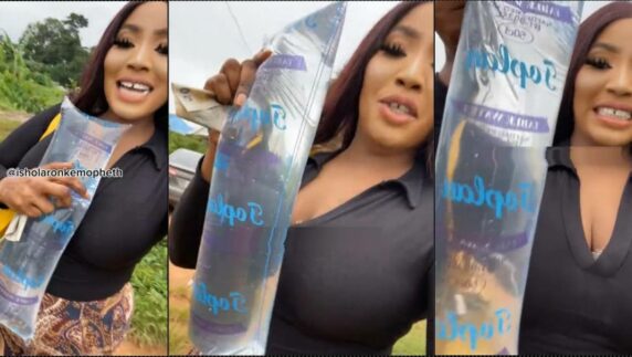 Speculations as lady flaunts N10 'pure water' in Benin (Video)