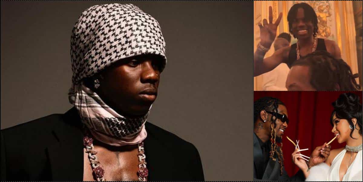 Cardi B, Offset starstruck as they meet Rema in Paris (Video)