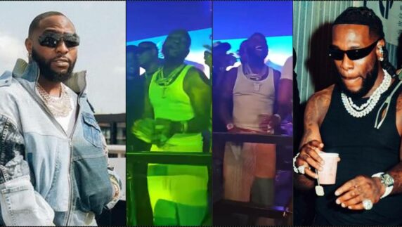 Davido causes a stir as he sings passionately to Burna Boy's song (Video)