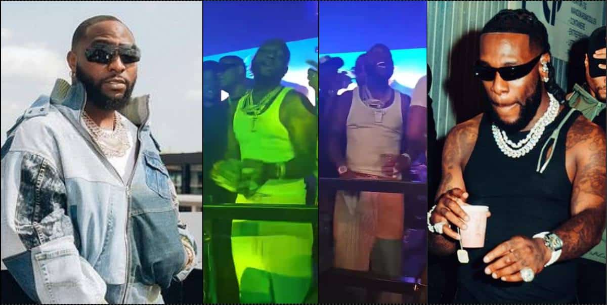 Davido causes a stir as he sings passionately to Burna Boy's song (Video)